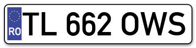 Placuta inmatriculare numar auto  TL-662-OWS, TL 662 OWS, TL662OWS