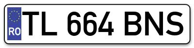 Placuta inmatriculare numar auto  TL-664-BNS, TL 664 BNS, TL664BNS