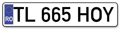 Placuta inmatriculare numar auto  TL-665-HOY, TL 665 HOY, TL665HOY