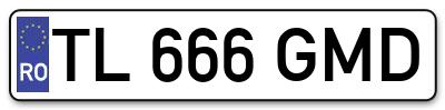 Placuta inmatriculare numar auto  TL-666-GMD, TL 666 GMD, TL666GMD