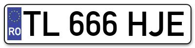 Placuta inmatriculare numar auto  TL-666-HJE, TL 666 HJE, TL666HJE