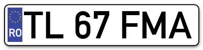 Placuta inmatriculare numar auto  TL-67-FMA, TL 67 FMA, TL67FMA