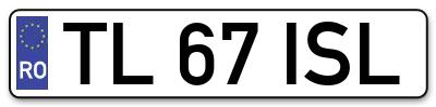 Placuta inmatriculare numar auto  TL-67-ISL, TL 67 ISL, TL67ISL