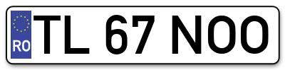 Placuta inmatriculare numar auto  TL-67-NOO, TL 67 NOO, TL67NOO