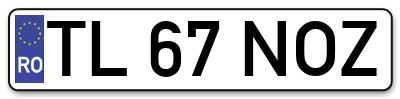 Placuta inmatriculare numar auto  TL-67-NOZ, TL 67 NOZ, TL67NOZ