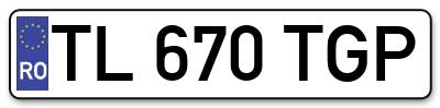 Placuta inmatriculare numar auto  TL-670-TGP, TL 670 TGP, TL670TGP