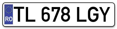 Placuta inmatriculare numar auto  TL-678-LGY, TL 678 LGY, TL678LGY