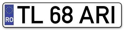 Placuta inmatriculare numar auto  TL-68-ARI, TL 68 ARI, TL68ARI