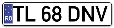 Placuta inmatriculare numar auto  TL-68-DNV, TL 68 DNV, TL68DNV