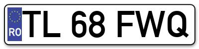 Placuta inmatriculare numar auto  TL-68-FWQ, TL 68 FWQ, TL68FWQ