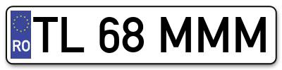 Placuta inmatriculare numar auto  TL-68-MMM, TL 68 MMM, TL68MMM