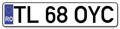 Placuta inmatriculare numar auto  TL-68-OYC, TL 68 OYC, TL68OYC