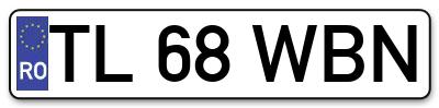Placuta inmatriculare numar auto  TL-68-WBN, TL 68 WBN, TL68WBN