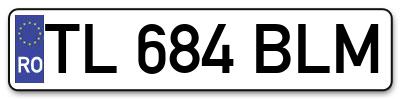Placuta inmatriculare numar auto  TL-684-BLM, TL 684 BLM, TL684BLM