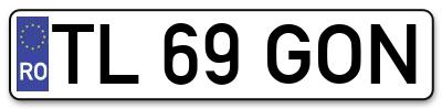 Placuta inmatriculare numar auto  TL-69-GON, TL 69 GON, TL69GON