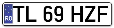 Placuta inmatriculare numar auto  TL-69-HZF, TL 69 HZF, TL69HZF