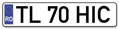 Placuta inmatriculare numar auto  TL-70-HIC, TL 70 HIC, TL70HIC