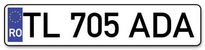 Placuta inmatriculare numar auto  TL-705-ADA, TL 705 ADA, TL705ADA