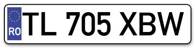 Placuta inmatriculare numar auto  TL-705-XBW, TL 705 XBW, TL705XBW