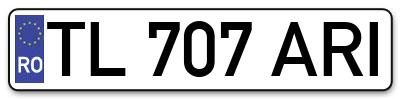Placuta inmatriculare numar auto  TL-707-ARI, TL 707 ARI, TL707ARI