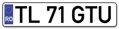 Placuta inmatriculare numar auto  TL-71-GTU, TL 71 GTU, TL71GTU