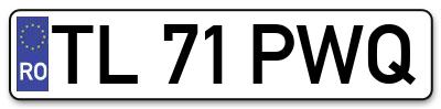 Placuta inmatriculare numar auto  TL-71-PWQ, TL 71 PWQ, TL71PWQ