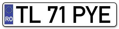 Placuta inmatriculare numar auto  TL-71-PYE, TL 71 PYE, TL71PYE