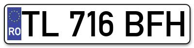Placuta inmatriculare numar auto  TL-716-BFH, TL 716 BFH, TL716BFH