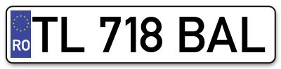 Placuta inmatriculare numar auto  TL-718-BAL, TL 718 BAL, TL718BAL