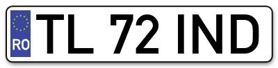 Placuta inmatriculare numar auto  TL-72-IND, TL 72 IND, TL72IND