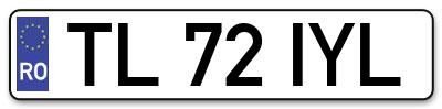 Placuta inmatriculare numar auto  TL-72-IYL, TL 72 IYL, TL72IYL