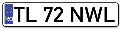Placuta inmatriculare numar auto  TL-72-NWL, TL 72 NWL, TL72NWL