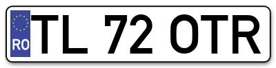 Placuta inmatriculare numar auto  TL-72-OTR, TL 72 OTR, TL72OTR