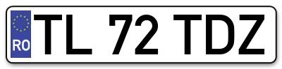 Placuta inmatriculare numar auto  TL-72-TDZ, TL 72 TDZ, TL72TDZ