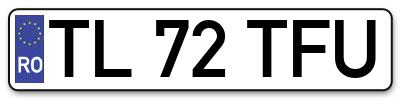 Placuta inmatriculare numar auto  TL-72-TFU, TL 72 TFU, TL72TFU