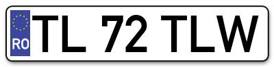 Placuta inmatriculare numar auto  TL-72-TLW, TL 72 TLW, TL72TLW