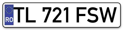 Placuta inmatriculare numar auto  TL-721-FSW, TL 721 FSW, TL721FSW