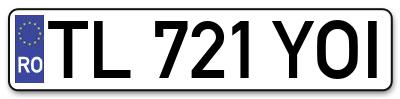Placuta inmatriculare numar auto  TL-721-YOI, TL 721 YOI, TL721YOI