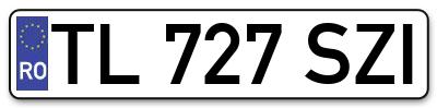 Placuta inmatriculare numar auto  TL-727-SZI, TL 727 SZI, TL727SZI