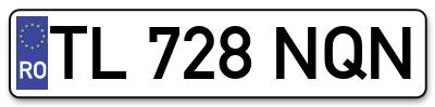 Placuta inmatriculare numar auto  TL-728-NQN, TL 728 NQN, TL728NQN