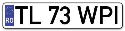 Placuta inmatriculare numar auto  TL-73-WPI, TL 73 WPI, TL73WPI
