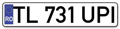 Placuta inmatriculare numar auto  TL-731-UPI, TL 731 UPI, TL731UPI
