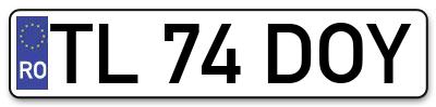 Placuta inmatriculare numar auto  TL-74-DOY, TL 74 DOY, TL74DOY