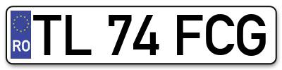Placuta inmatriculare numar auto  TL-74-FCG, TL 74 FCG, TL74FCG
