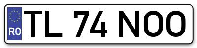 Placuta inmatriculare numar auto  TL-74-NOO, TL 74 NOO, TL74NOO