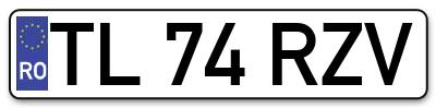 Placuta inmatriculare numar auto  TL-74-RZV, TL 74 RZV, TL74RZV