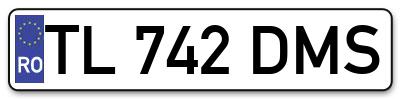 Placuta inmatriculare numar auto  TL-742-DMS, TL 742 DMS, TL742DMS