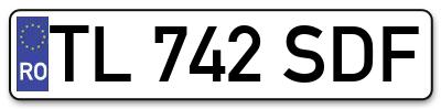 Placuta inmatriculare numar auto  TL-742-SDF, TL 742 SDF, TL742SDF