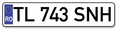 Placuta inmatriculare numar auto  TL-743-SNH, TL 743 SNH, TL743SNH
