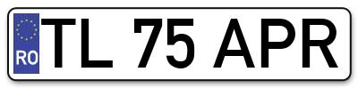 Placuta inmatriculare numar auto  TL-75-APR, TL 75 APR, TL75APR